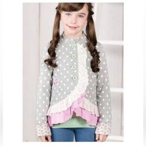 Matilda Jane Gray and Pink Polka Dot Sweater Jacket